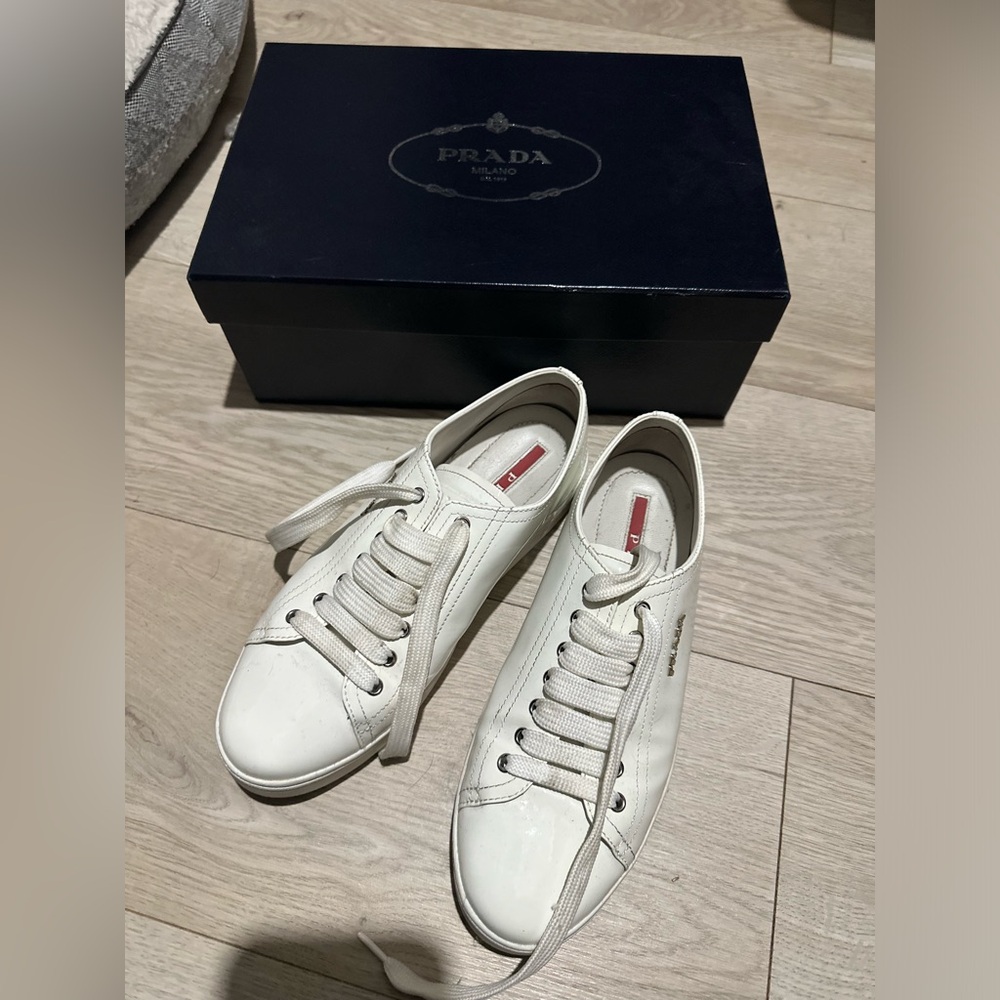 Prada White Sneakers size 37 with box